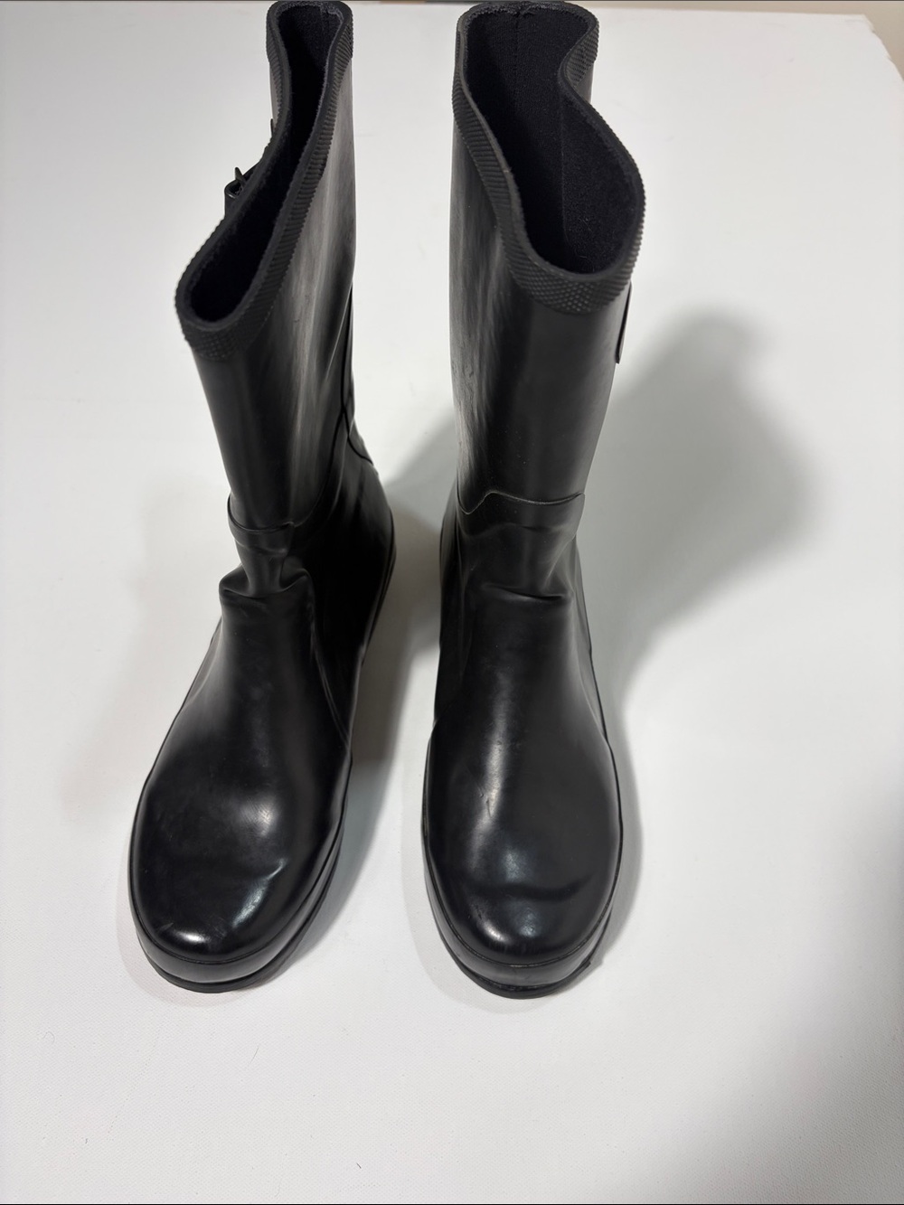 L.L. Bean Wellie Rain Boots Black Rubber Mid-Calf Women’s 8 Medium